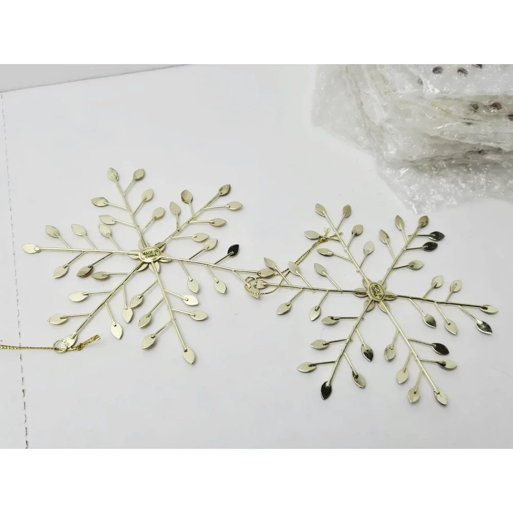 Christmas ornament‎ lot Jeweled rhinestone gold tone snowflakes New 5 1/2